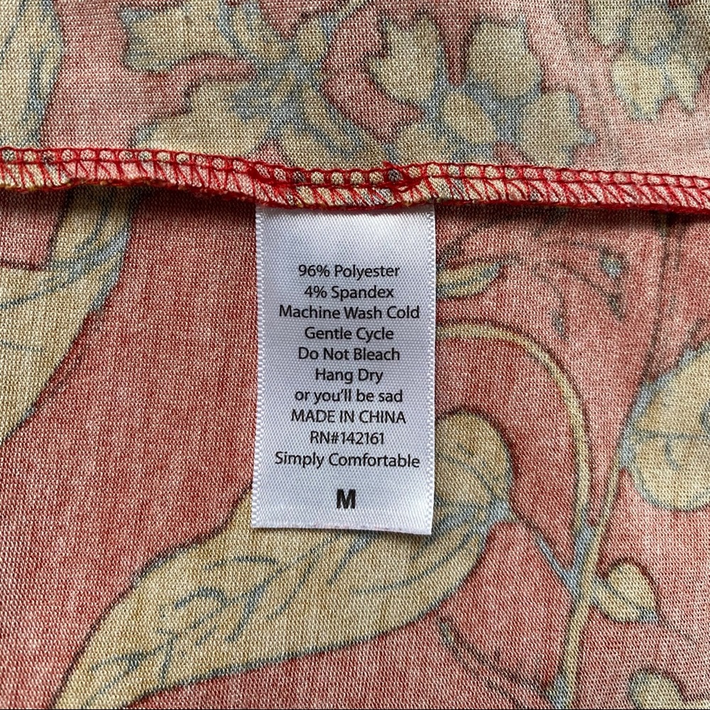 Red floral Lularoe Randy - Picture 4 of 5